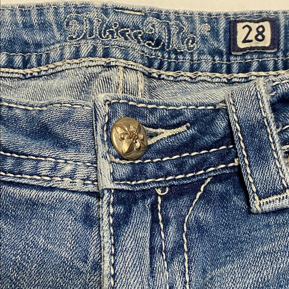 Miss Me Signature Bootcut Distress MediumWash  Mid Rise Western Cowgirl 28 x 32” - Picture 4 of 13